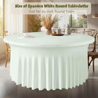 10 Pack Ivory Green Round Spandex Tablecloths for 60in Tables, 120Inch Stretchy Fitted 5FT Round Table Clothes, alternate