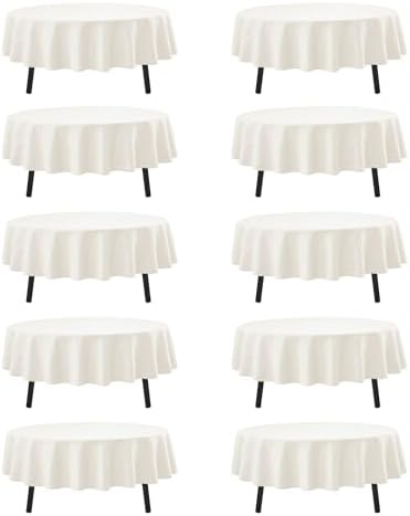 10-Pack Ivory Round Tablecloths, 90 in, for 4-5 Ft Round Tables