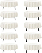 10-Pack Ivory Round Tablecloths, 90 in, for 4-5 Ft Round Tables