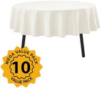 10-Pack Ivory Round Tablecloths, 90 in, for 4-5 Ft Round Tables, alternate view 2