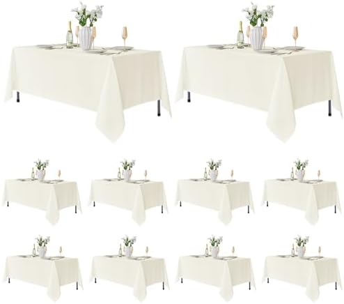 10 Pack Ivory Tablecloths 70x120 Inch for 6-8 Ft Rectangle Tables in 70x120 Inch in Ivory