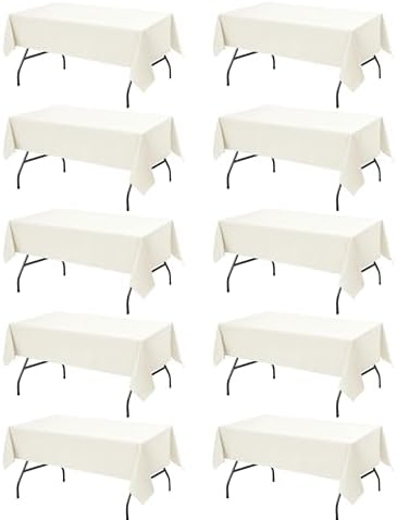 10-Pack Ivory Tablecloths for Rectangle Tables, 60 x 102 Inches in 60 x 102 Inches