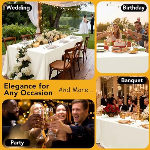 10-Pack Ivory Tablecloths for Rectangle Tables, 60 x 102 Inches in 60 x 102 Inches, alternate view 5