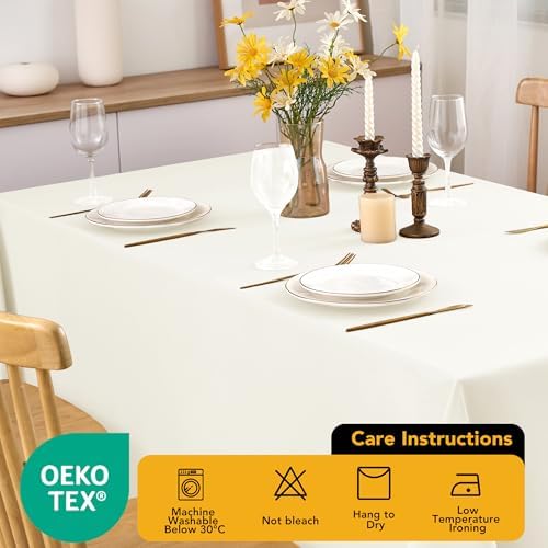 10-Pack Ivory Tablecloths for Rectangle Tables, 60 x 102 Inches in 60 x 102 Inches, alternate view 7