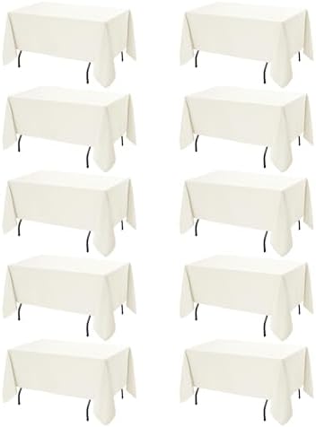 10-Pack Ivory Tablecloths for Rectangle Tables, 70 x 108 Inches in 70 x 108 Inches