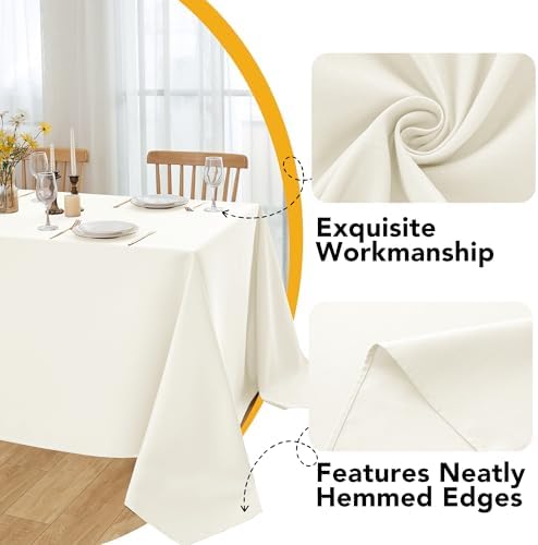 10-Pack Ivory Tablecloths for Rectangle Tables, 70 x 108 Inches in 70 x 108 Inches, alternate view 3