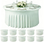 10 Pack Light Sage Green Spandex Round Tablecloths for 60inch Tables, 120 Inch Stretchy 5ft Round Fitted