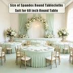 10 Pack Light Sage Green Spandex Round Tablecloths for 60inch Tables, 120 Inch Stretchy 5ft Round Fitted, alternate view 3