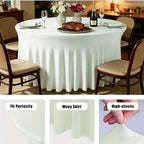 10 Pack Light Sage Green Spandex Round Tablecloths for 60inch Tables, 120 Inch Stretchy 5ft Round Fitted, alternate view 4