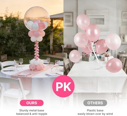 10 Pack Metal Balloon Stands for Table, Adjustable Height 15.75 to 33 Inch in 10 Pack 15.7"-33" in Silver, alternate view 3