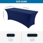 10-Pack Navy Blue Spandex Tablecloth for 6ft Rectangle Tables, Fitted Stretch Table Cover, Wrinkle-Resistant, alternate view