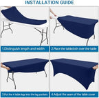 10-Pack Navy Blue Spandex Tablecloth for 6ft Rectangle Tables, Fitted Stretch Table Cover, Wrinkle-Resistant, alternate view