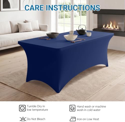10-Pack Navy Blue Spandex Tablecloth for 6ft Rectangle Tables, Fitted Stretch Table Cover, Wrinkle-Resistant, alternate view