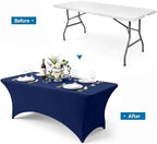 10-Pack Navy Blue Spandex Tablecloth for 6ft Rectangle Tables, Fitted Stretch Table Cover, Wrinkle-Resistant, alternate view