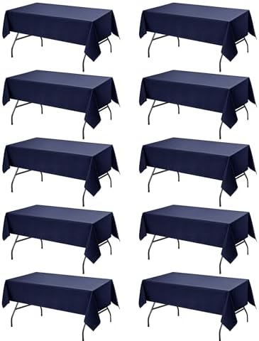 10-Pack Navy Blue Tablecloths for Rectangle Tables, 54 x 108 in