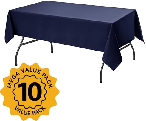 10-Pack Navy Blue Tablecloths for Rectangle Tables, 54 x 108 in, alternate view 2