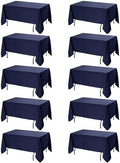 10-Pack Navy Blue Tablecloths for Rectangle Tables, 60 x 120 in