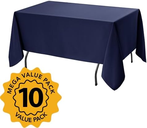 10-Pack Navy Blue Tablecloths for Rectangle Tables, 60 x 120 in, alternate view 2