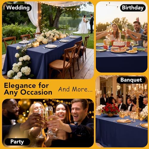 10-Pack Navy Blue Tablecloths for Rectangle Tables, 60 x 84 Inches in 60 x 84 Inches, alternate view 5