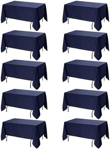 10-Pack Navy Blue Tablecloths for Rectangle Tables, 70 x 120 in