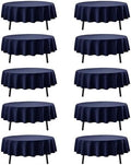 10-Pack Navy Round Tablecloths, 70 in, for 3-4 Ft Round Tables