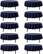 10-Pack Navy Round Tablecloths, 70 in, for 3-4 Ft Round Tables