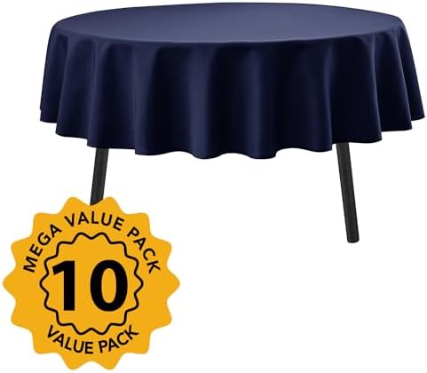 10-Pack Navy Round Tablecloths, 70 in, for 3-4 Ft Round Tables, alternate view 2