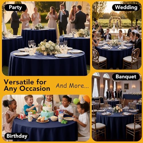 10-Pack Navy Round Tablecloths, 70 in, for 3-4 Ft Round Tables, alternate view 5