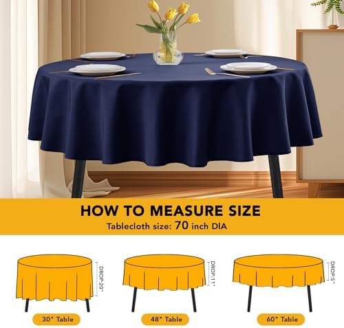 10-Pack Navy Round Tablecloths, 70 in, for 3-4 Ft Round Tables, alternate view 6
