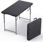 10 PACK of 4 Feet Foldable Table Adjustable Height with Built in Handle, Steel Legs | 4FT Heavy Duty Portable |