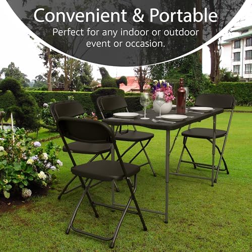 10 PACK of 4 Feet Foldable Table Adjustable Height with Built in Handle, Steel Legs | 4FT Heavy Duty Portable |, alternate