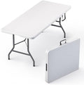 10 Pack of 6 Feet Foldable Table with Built in Handle & Steel Legs | 6FT Heavy Duty Folding Portable | Perfect