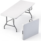 10 Pack of 6 Feet Foldable Table with Built in Handle & Steel Legs | 6FT Heavy Duty Folding Portable | Perfect