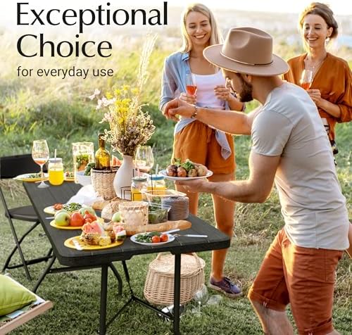 10 PACK of 6 Feet Foldable Table with Built in Handle & Steel Legs | 6FT Heavy Duty Folding Portable | Perfect, alternate