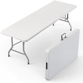 10 PACK of 8 Feet Foldable Table with Built in Handle & Steel Legs | 8 FT Heavy Duty Portable | Perfect for