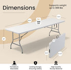 10 PACK of 8 Feet Foldable Table with Built in Handle & Steel Legs | 8 FT Heavy Duty Portable | Perfect for, alternate view 2