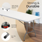 10 PACK of 8 Feet Foldable Table with Built in Handle & Steel Legs | 8 FT Heavy Duty Portable | Perfect for, alternate view 3
