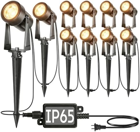 10 Pack Outdoor Landscape Lights with Transformer, LED Spotlights