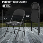 10 Pack Padded Folding Chairs, PU Leather Seat, 350 lb, Black in Black, alternate view 2
