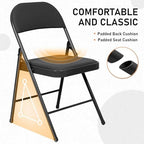 10 Pack Padded Folding Chairs, PU Leather Seat, 350 lb, Black in Black, alternate view 3