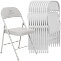 10 Pack Padded Folding Chairs, PU Leather Seat, 350 lb, White in White