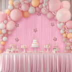10 Pack Pastel Light Pink Fringe Backdrop, 3.2x8.2ft Shining Foil Tinsel Curtains, Birthday Party Decorations, alternate view