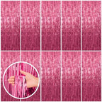 10 Pack Pink Backdrop Party Decorations Tinsel Curtain Party Backdrop Foil Fringe Birthday Decorations Photo