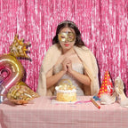 10 Pack Pink Backdrop Party Decorations Tinsel Curtain Party Backdrop Foil Fringe Birthday Decorations Photo, alternate view