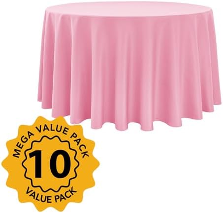10-Pack Pink Round Tablecloths, 108 in, for 4-5 Ft Round Tables, alternate view 2