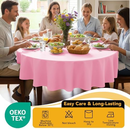 10-Pack Pink Round Tablecloths, 108 in, for 4-5 Ft Round Tables, alternate view 7