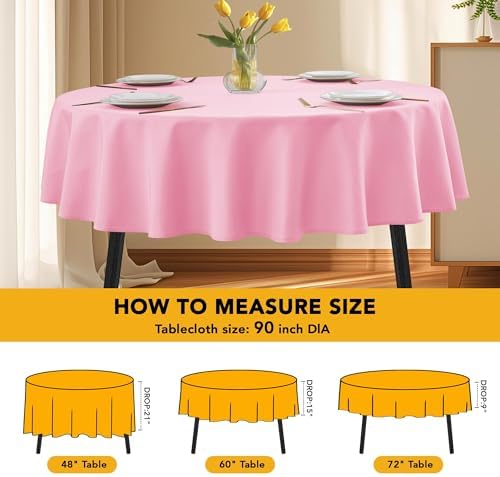 10-Pack Pink Round Tablecloths, 90 in, for 4-5 Ft Round Tables, alternate view 6