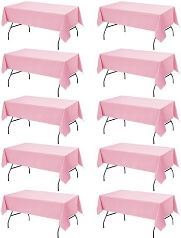 10-Pack Pink Tablecloths for Rectangle Tables, 60 x 102 Inches in 60 x 102 Inches