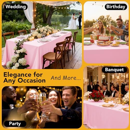 10-Pack Pink Tablecloths for Rectangle Tables, 60 x 102 Inches in 60 x 102 Inches, alternate view 5