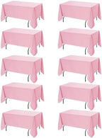 10-Pack Pink Tablecloths for Rectangle Tables, 70 x 120 Inches in 70 x 120 Inches in Pink